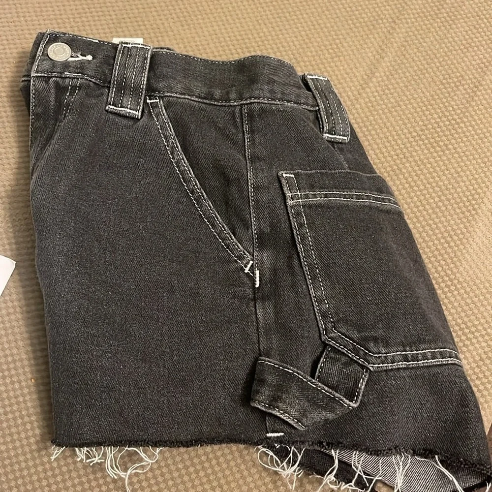 Pacsun High Rise Carpenter Shorts Black Denim Size 25
